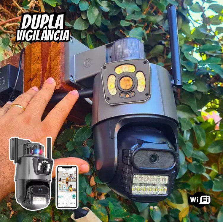 Camera Segurança Externa Lente Dupla 4k 6mp Sirene Policial