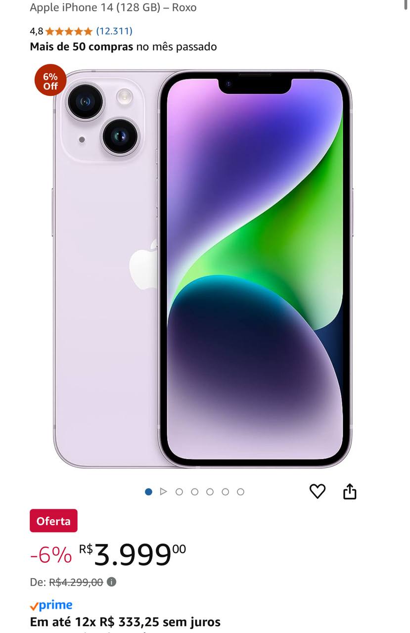 Apple iPhone 14 (128 GB) – Roxo