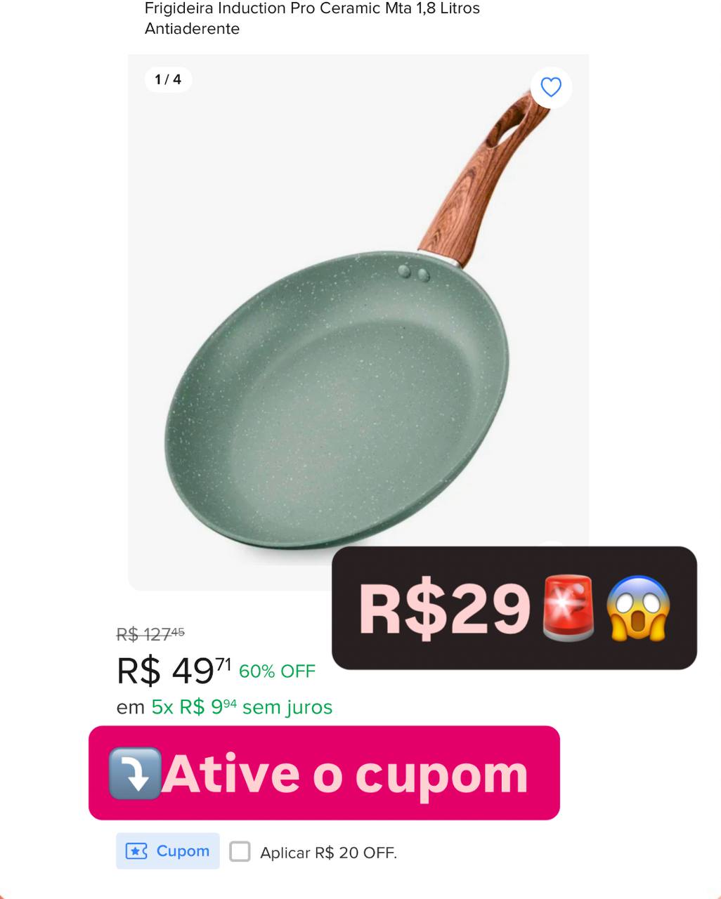 Frigideira Induction Pro Ceramic Mta 1,8 Litros Antiaderente