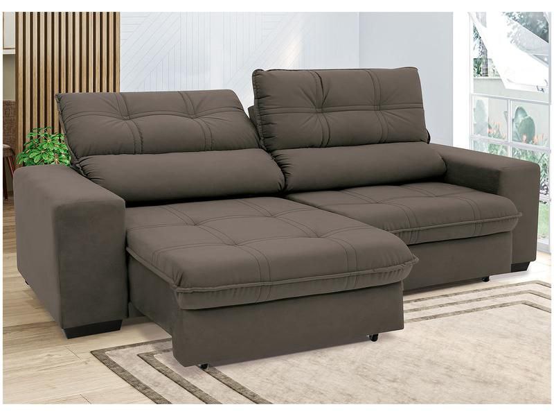 Sofá Retrátil Reclinável 4 Lugares Suede Brunello Linoforte