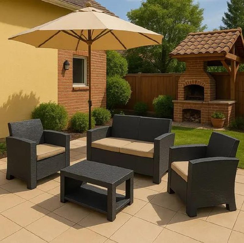 Conjunto Cadeira Poltrona Sofá 4 Lugares Jardim Area Externa