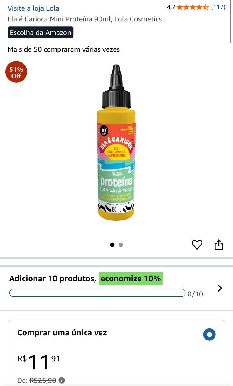 Ela é Carioca Mini Proteína 90ml, Lola Cosmetics