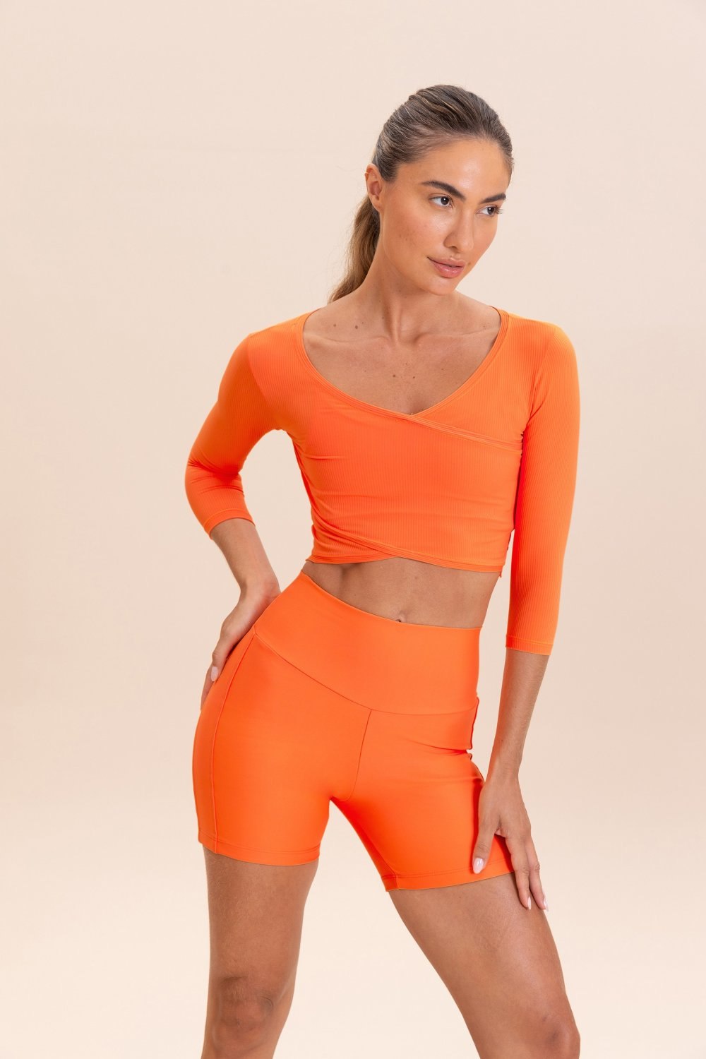 Blusa Transpassada Ribbed Knit