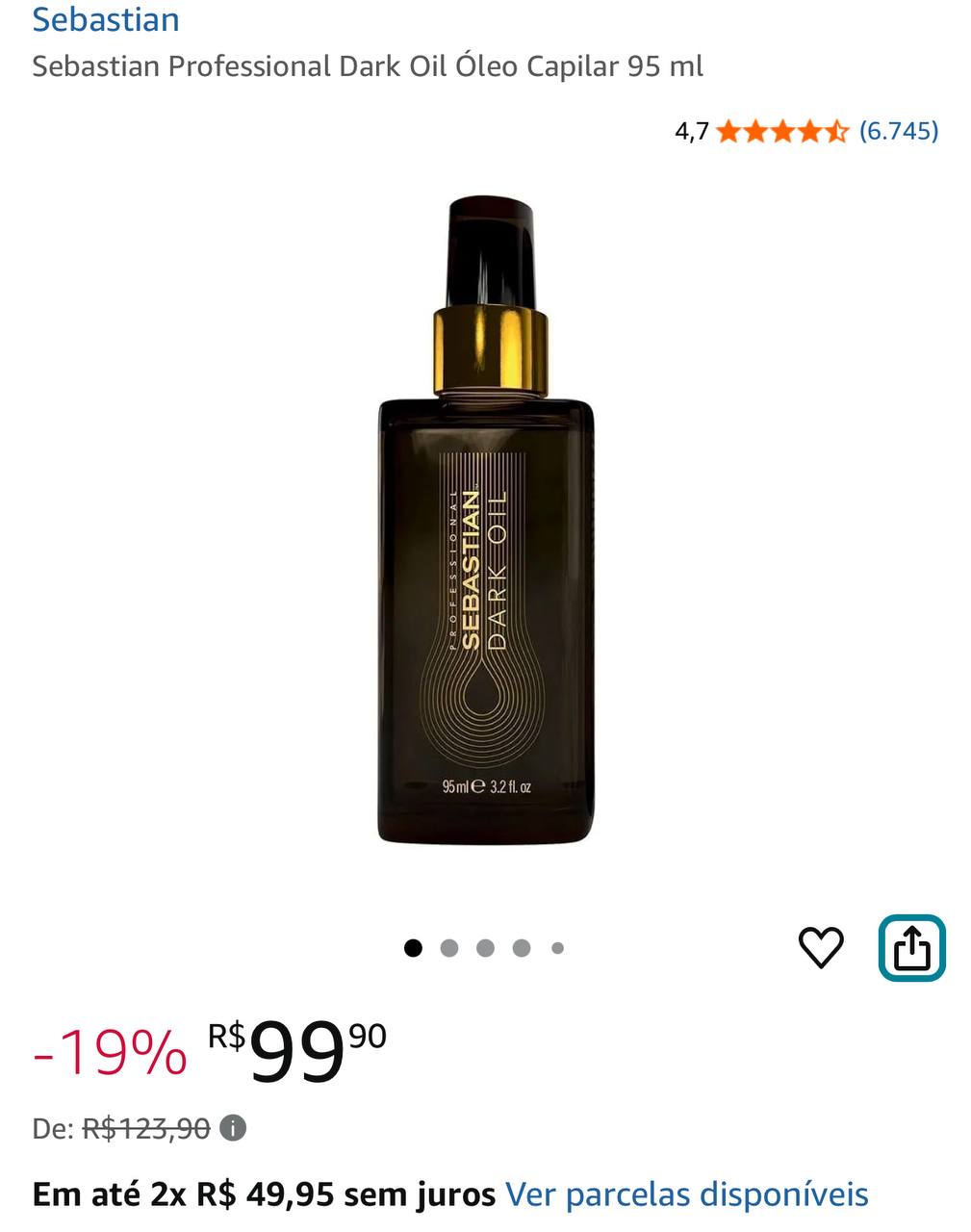 Sebastian Professional Dark Oil Óleo Capilar 95 ml