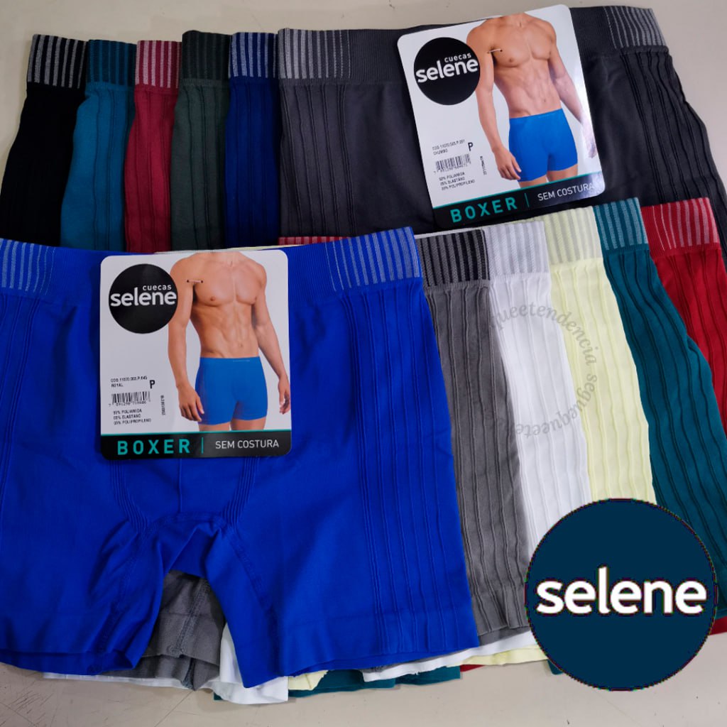 Kit 10 Cuecas Boxer Selene Sem Costura Poliamida Original