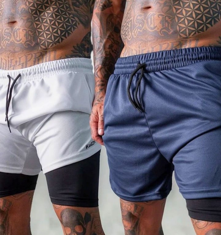 Kit 2 Shorts 2 Em 1 Masculino Dryfit Academia