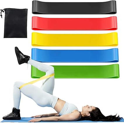 Kit 5 Faixas Elásticas Super Mini Band - Para Fisioterapia Treino Exercícios Alongamento Y...
