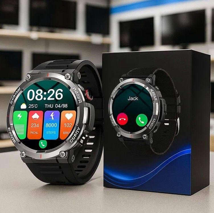 Smartwatch Militar Masculino,Relógio Inteligente com Chamadas,Tela HD de 1.39",2 Alças,100...