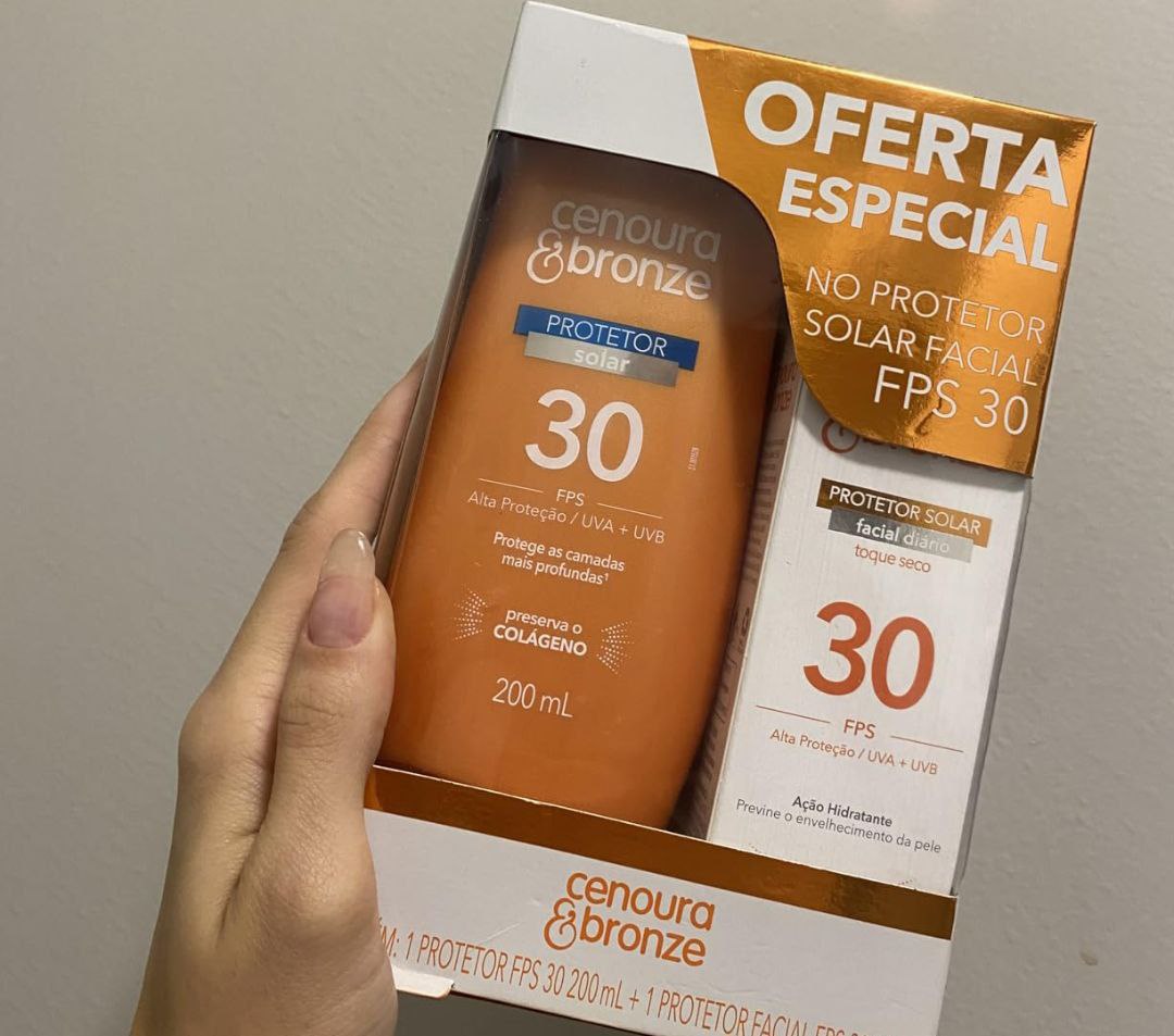 Cenoura e Bronze Kit Protetor Solar Corpo FPS 30 200ml + Facial FPS 30 50g, Cor: Branco