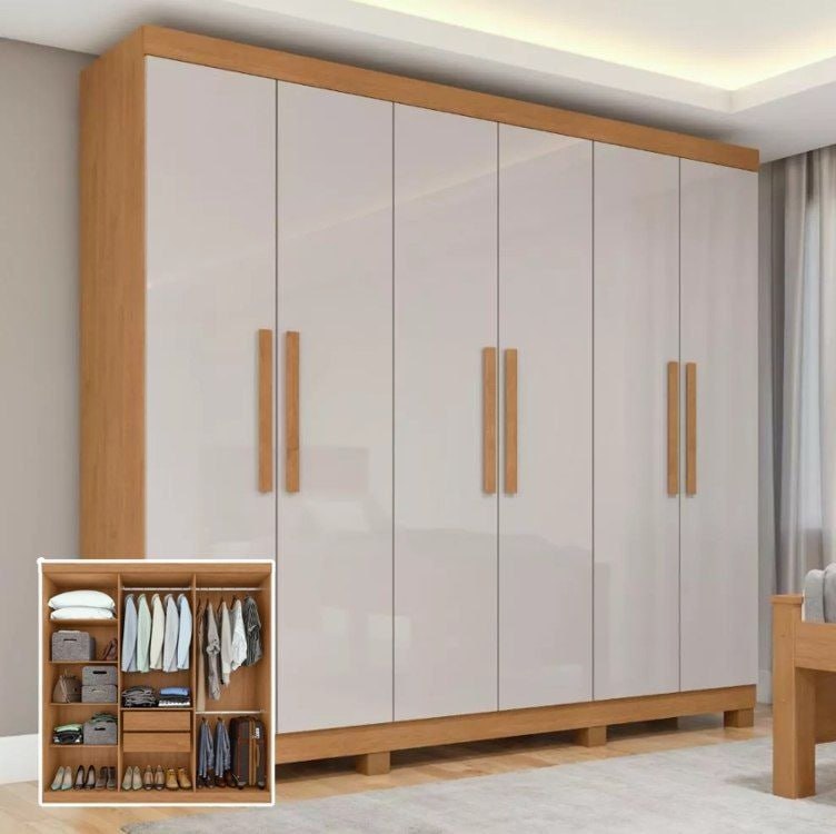 Guarda Roupa 06 Portas Easy Slim C/pes Amendoa Clean/off Wht Amêndoa Clean/off White