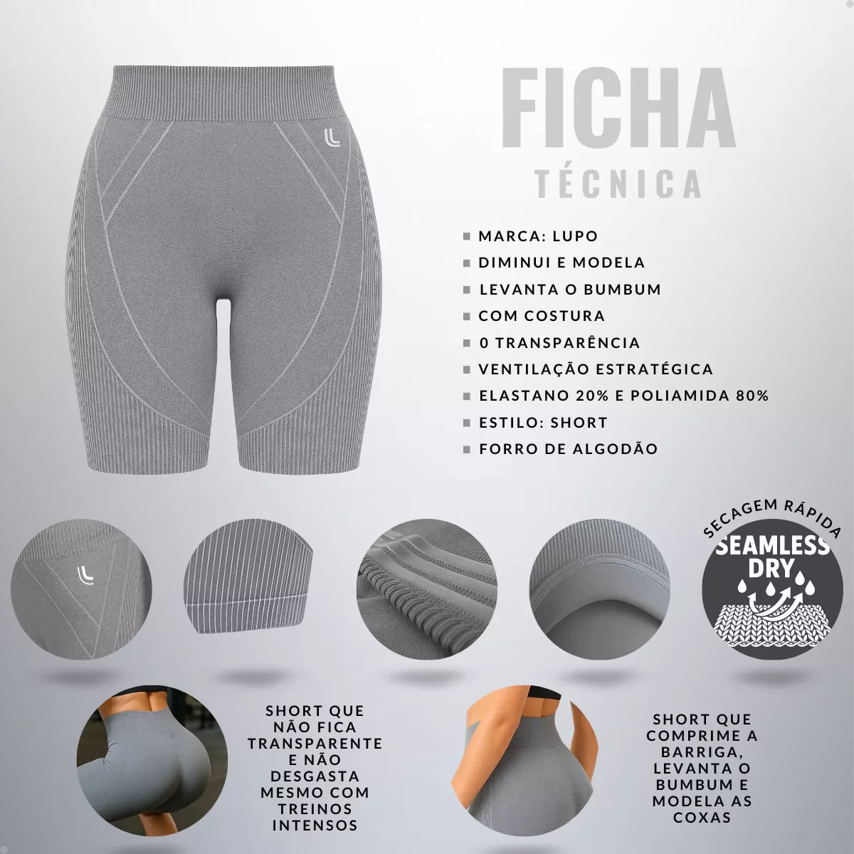 Bermuda Feminina Short de Academia Lsport Max Lupo Original
