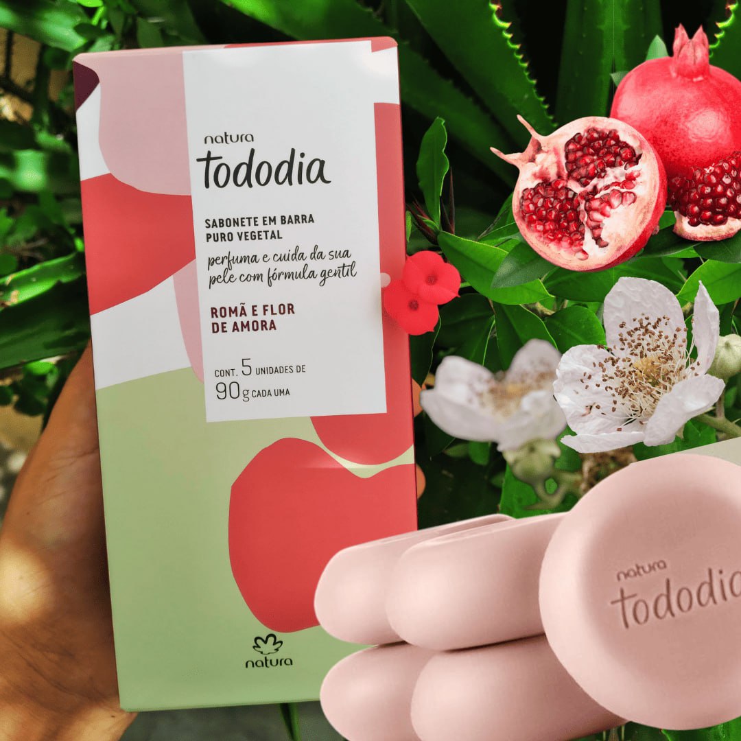 Sabonete em Barra Puro Vegetal Tododia Romã e Flor de Amora 5 un de 90 g