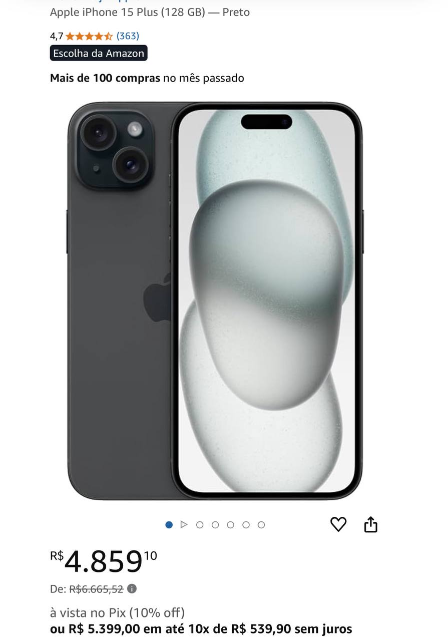 Apple iPhone 15 Plus (128 GB) — Preto