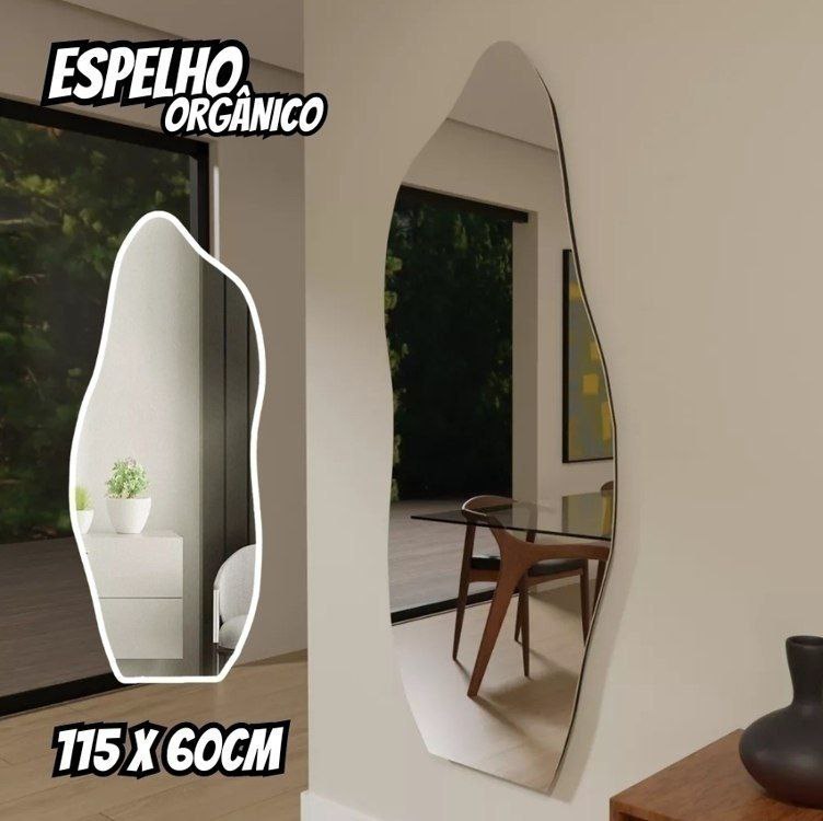 Espelho Grande Corpo Inteiro 115x60 Orgânico Luxo Decorativo