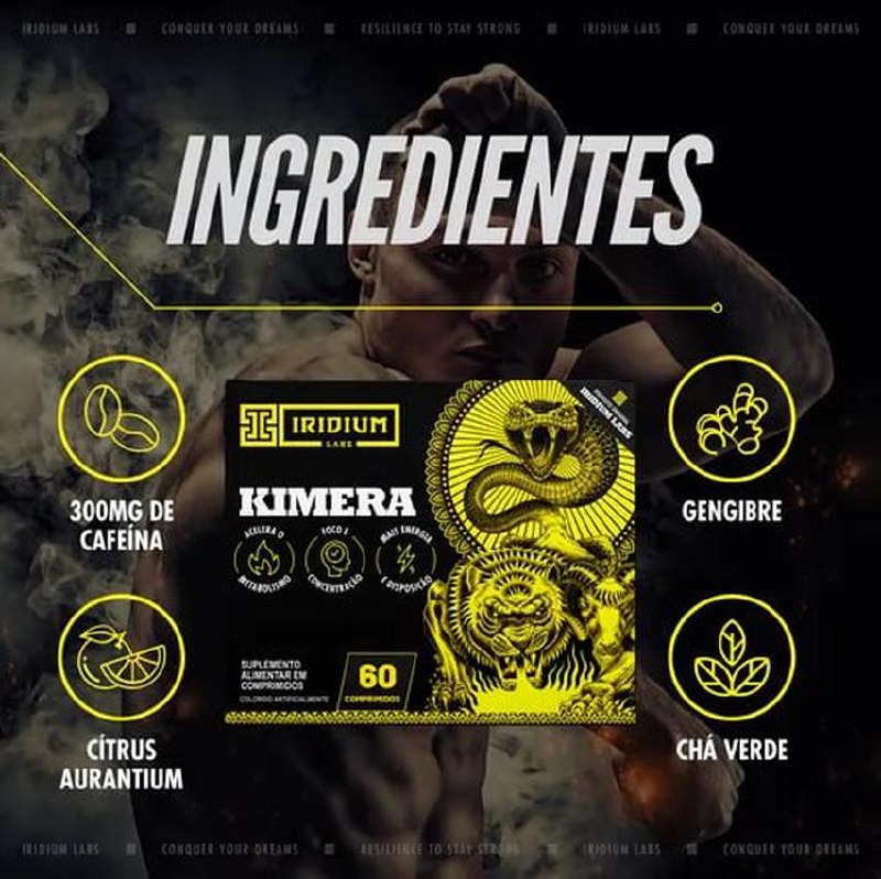 3 Kimera 60 Caps Iridium Labs Sabor Sem Sabor Cafeína 180 G