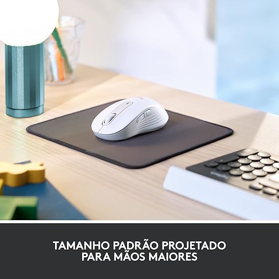 Mouse Sem Fio Logitech Signature M650 L com Design de Tamanho Padrão, Clique Silencioso, B...