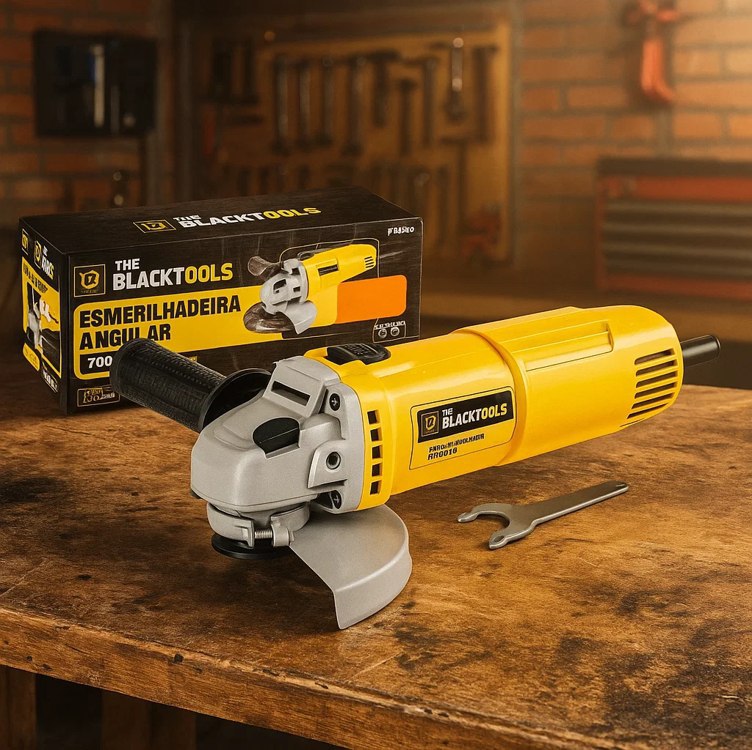 Esmerilhadeira Lixadeira Angular 4.1/2 11000rpm 780w The Black Tools Cor Amarelo Com 2 Dis...