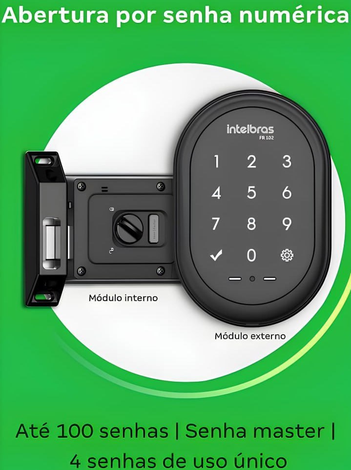 Fechadura Digital De Sobrepor Fr 102 Preto Intelbras