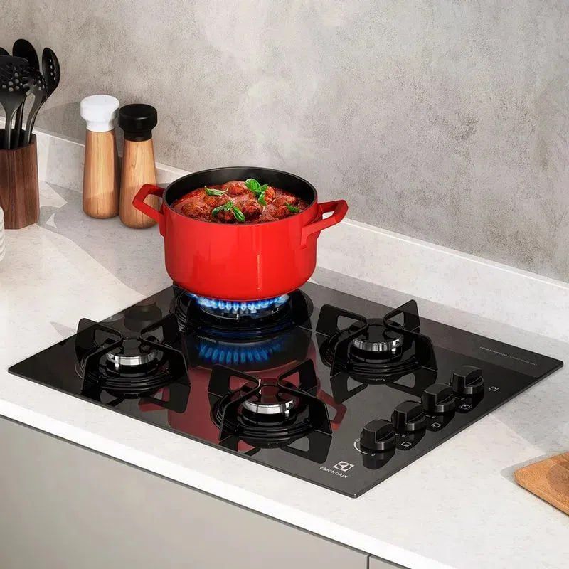 Chamalux Ultra Chama 4 Bocas Fogão Cooktop Gás Preto
