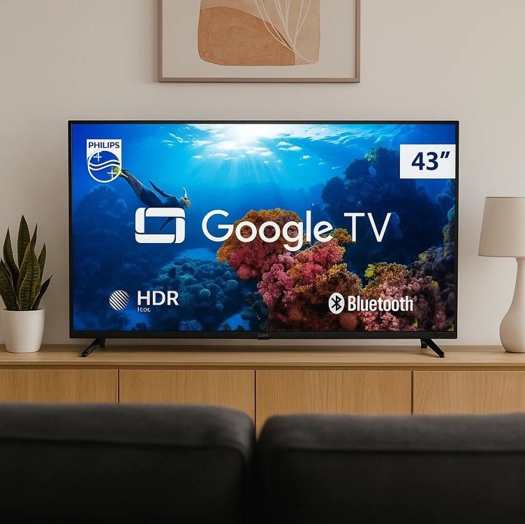 Smart TV 43" Philips Full HD DLED 43PFG6918/78 60Hz Google TV Quad Core Google Assistente ...