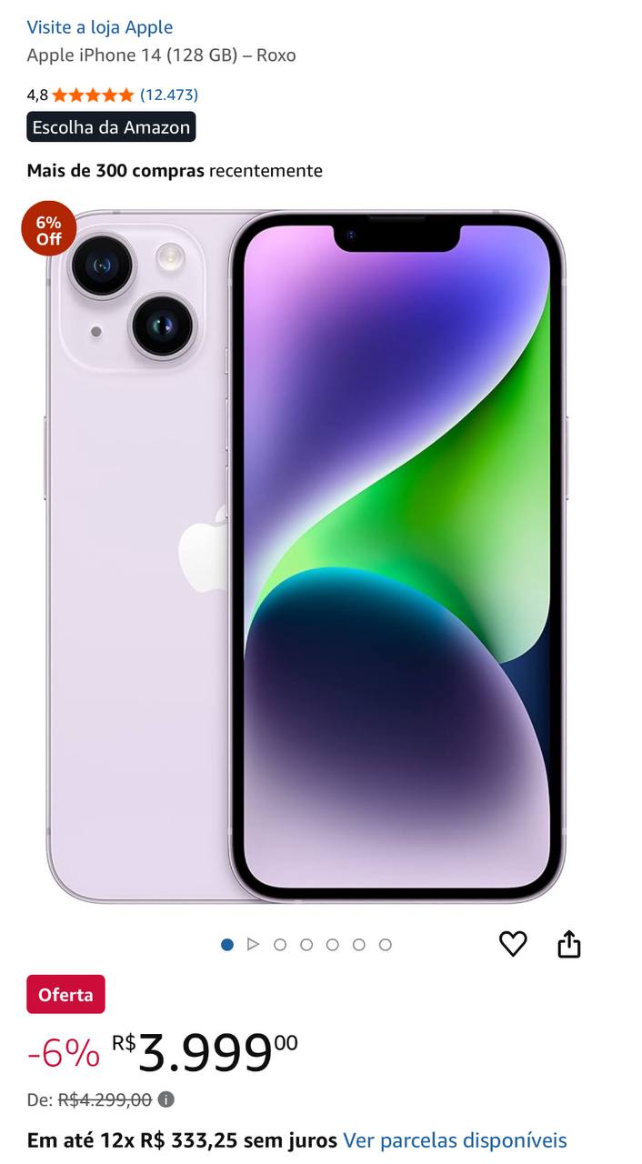 Apple iPhone 14 (128 GB) – Roxo