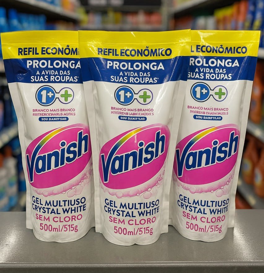 Tira Manchas Vanish Líquido Crystal White para roupas brancas Refil Econômico 500ml