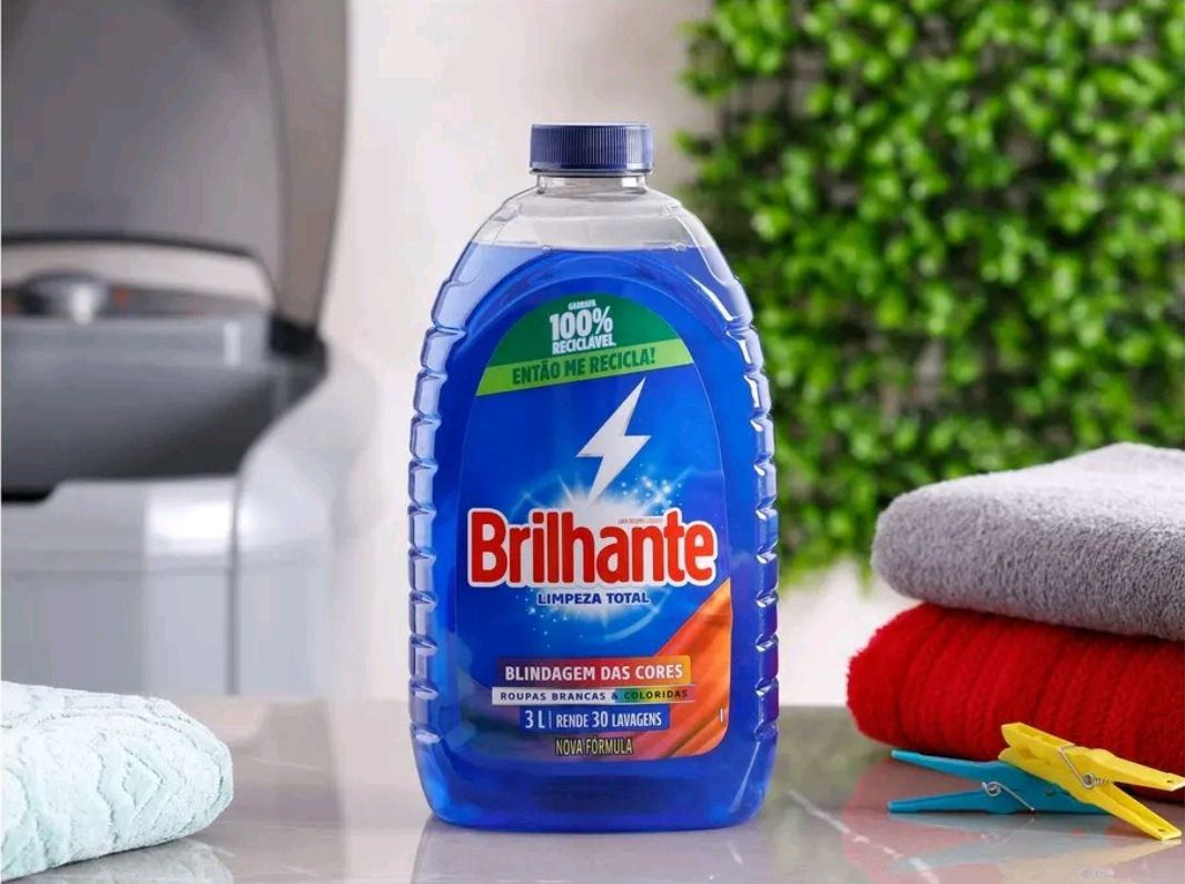 Sabão Líquido Lava Roupas Brilhante Limpeza Total 3L