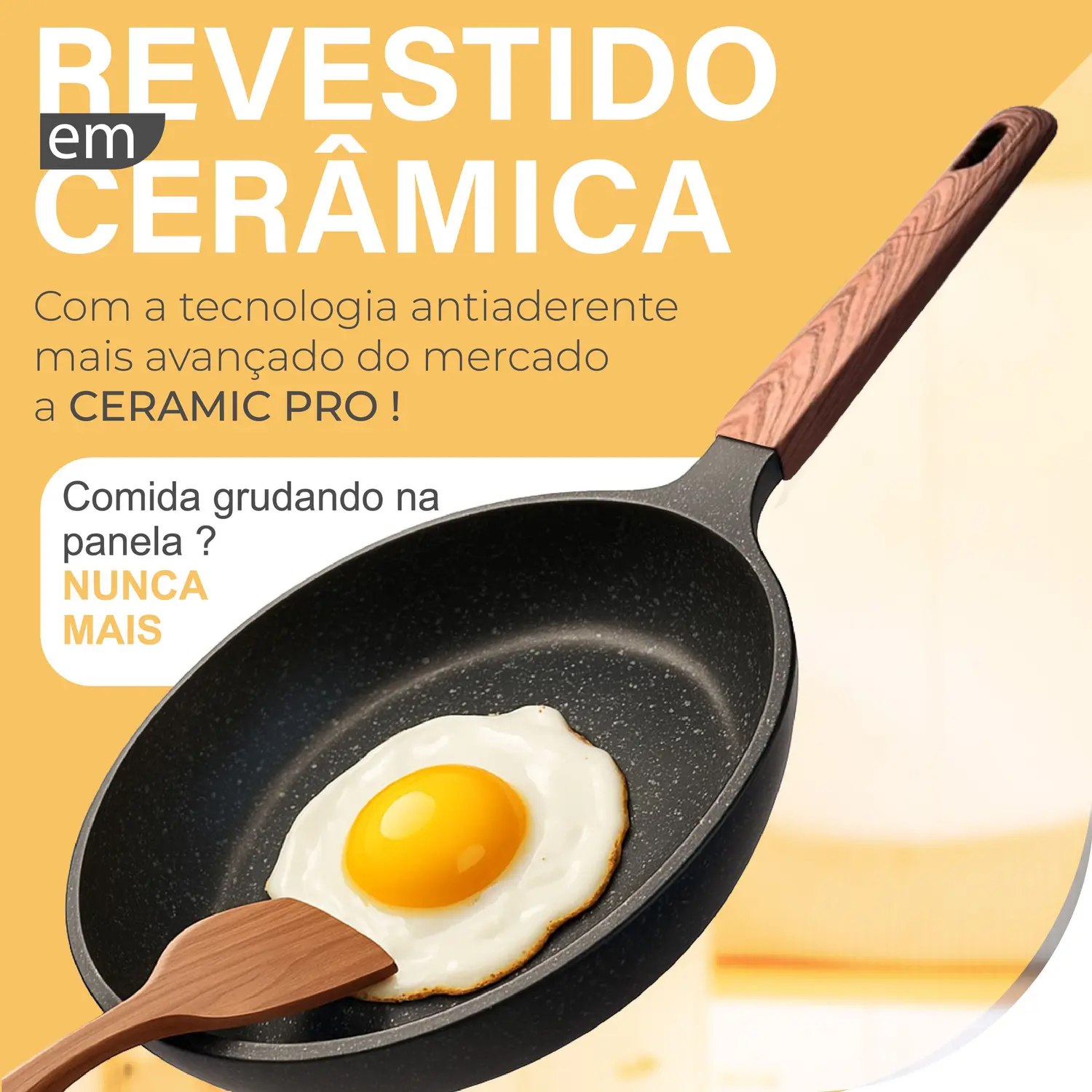 Panela Frigideira De Indução E Fogão A Gás Antiaderente De Cerâmica Reforçada Linha Premiu...