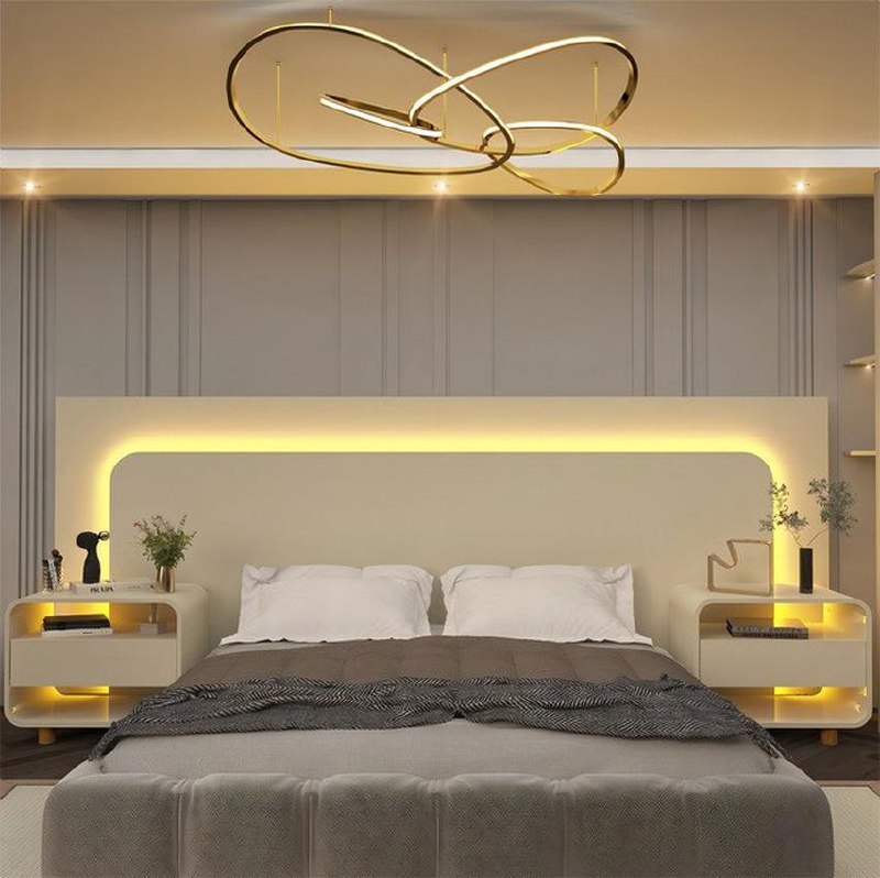 Cabeceira De Cama Gelius Móveis Gelius Móveis 305cm X 104.5cm Off White