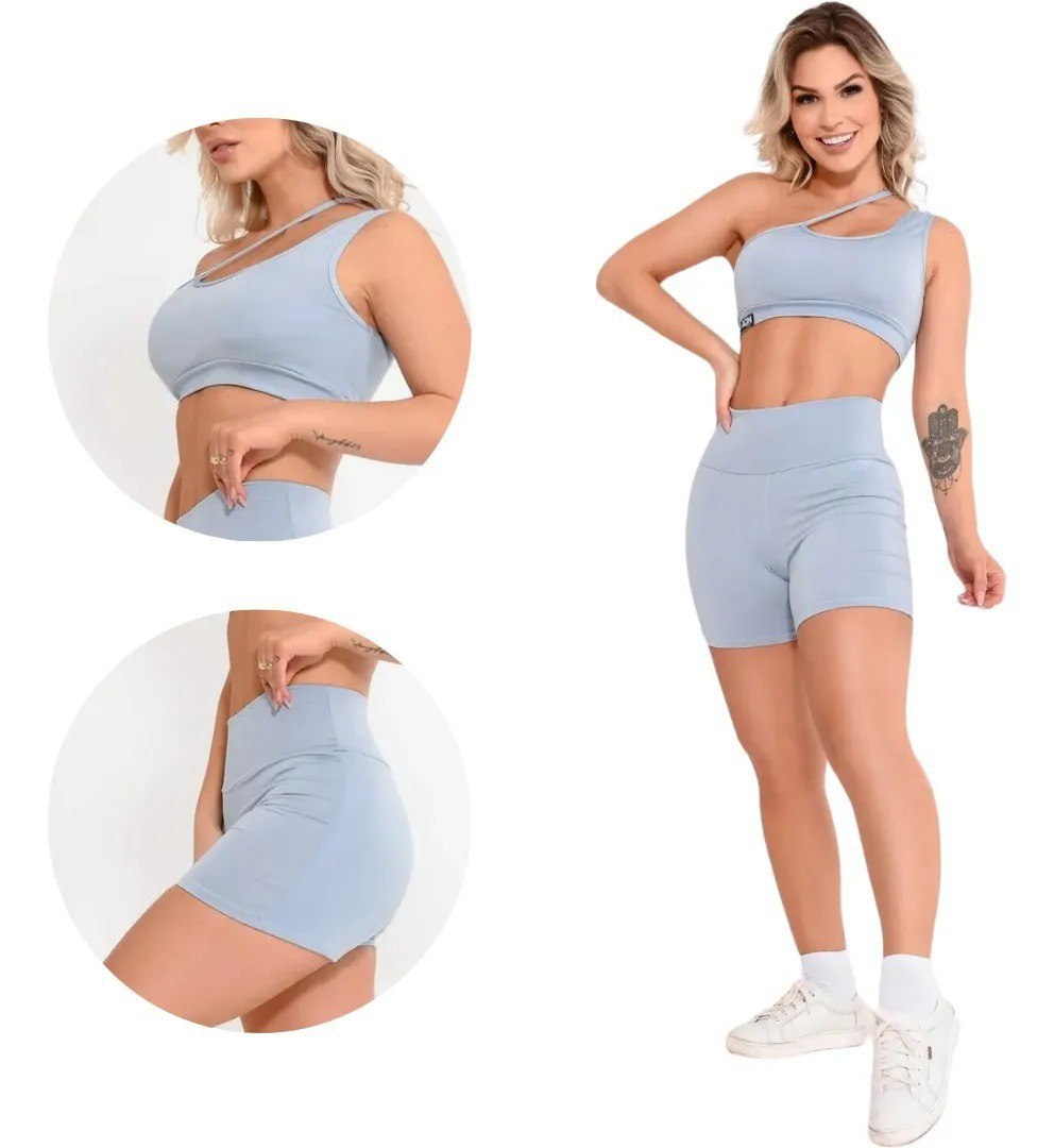 Conjunto Fitness Academia Aqn Sport Azul Zero Transparencia
