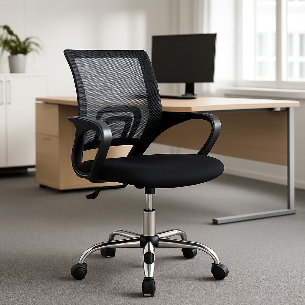 Cadeira De Escritório Pctop Office Fit 1001 9050 Ergonômica Preta Com Estofado De Mesh Y T...