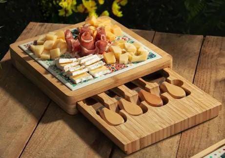 6 Peças Para Queijo Wolff De Bambu Com Tábua Ladrilho