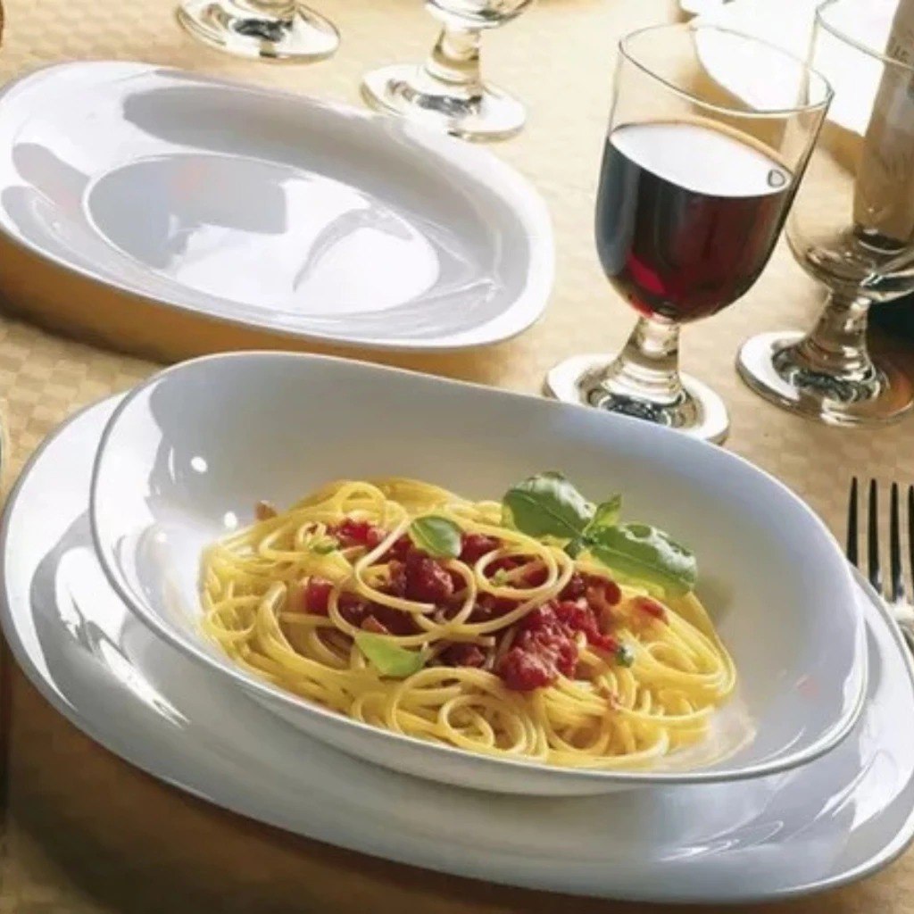 Prato Fundo Quadrado 6 Unidades Branco Opaline 22cm Para Mesa de Jantar Almoço Restaurante