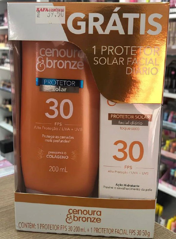 Cenoura e Bronze Kit Protetor Solar Corpo FPS 30 200ml + Facial FPS 30 50g, Cor: Branco