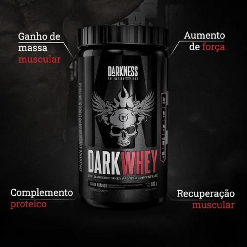 Whey Protein Concentrado Dark Whey 100% Chocolate Maltado 900g Darkness