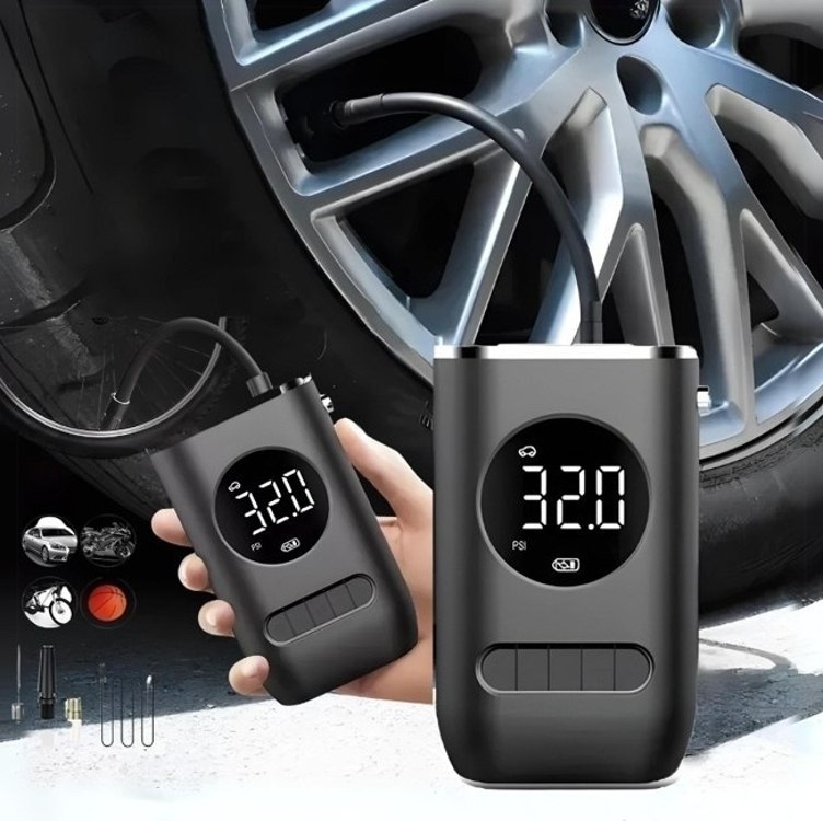 Mini Compressor Ar Digital Portátil Bomba Elétrica Sem Fio Carro Moto Pneu Calibrador B&g