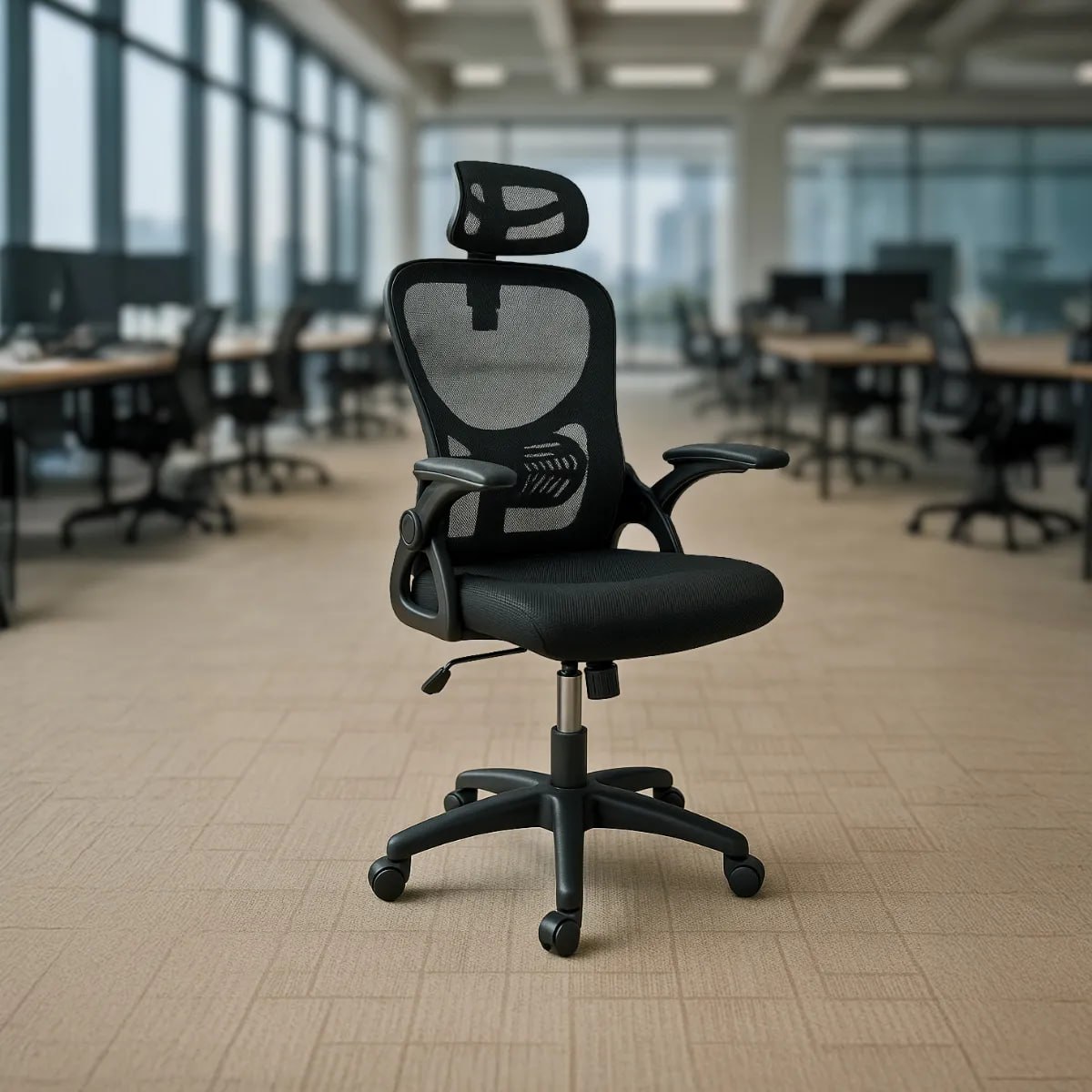 Cadeira Office Giratoria Presidente Columbus Rivatti Preto Material Do Estofamento Tela Me...