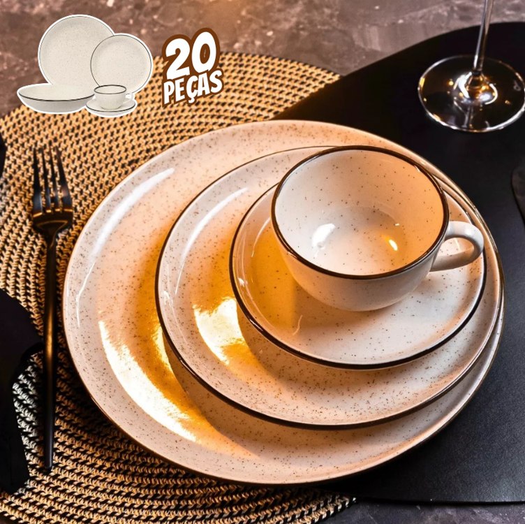 Aparelho De Jantar 20 Peças Oxford Flat Duna