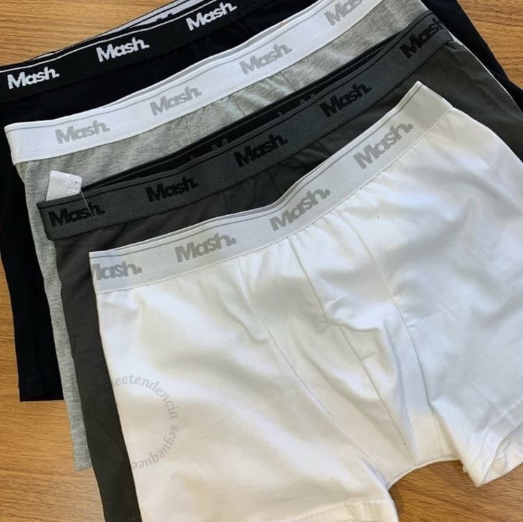 Kit 4 Cuecas Boxer Cotton Elástico Algodão Conforto Mash