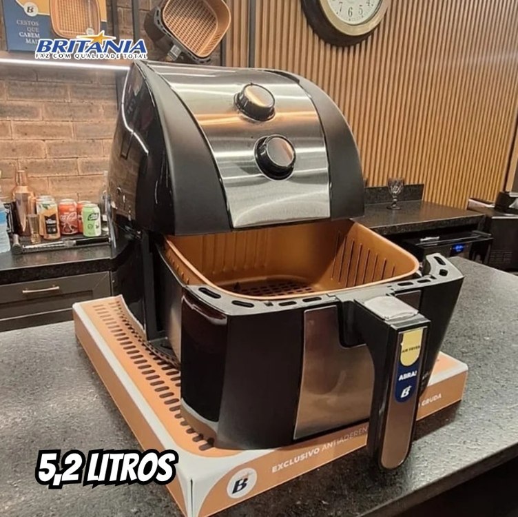 Air Fryer Britânia BFR51 Preta com Timer 5,2L