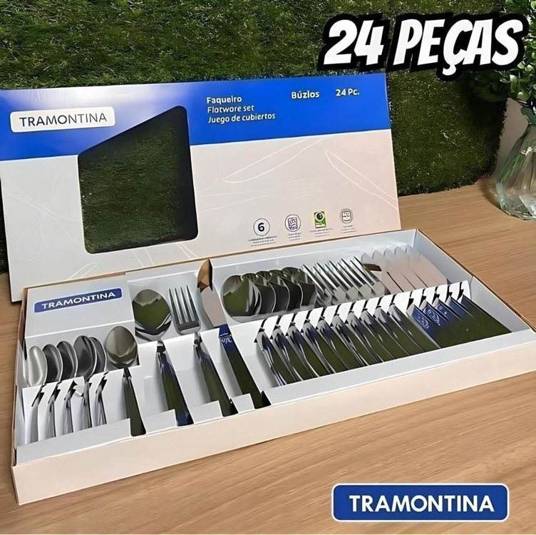 Faqueiro 24 Peças Buzios Inox 23799071 Tramontina Cor Cinza Claro