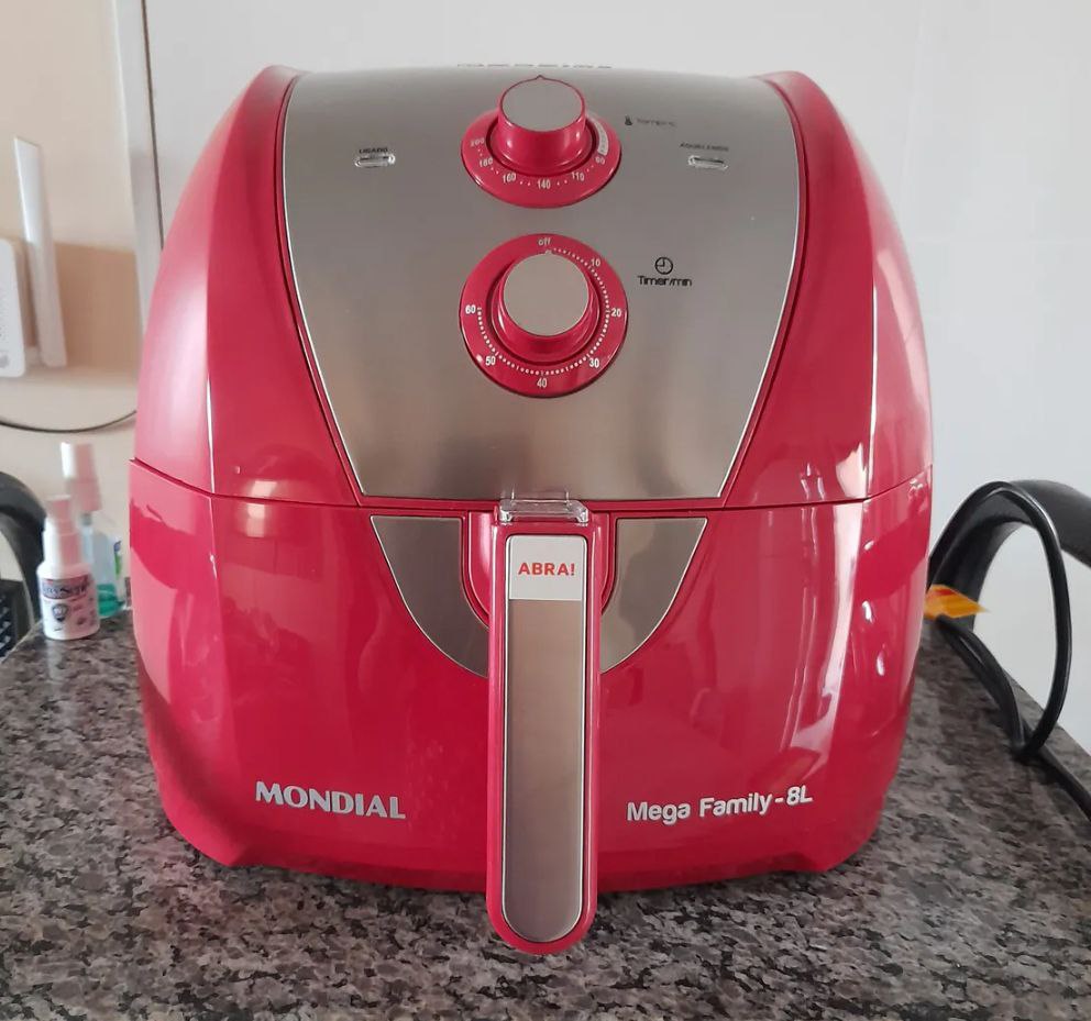 Fritadeira Sem Óleo Air Fryer 8L, Mondial, Vermelho/Inox, 1900W, 127V - AFN-80-RI