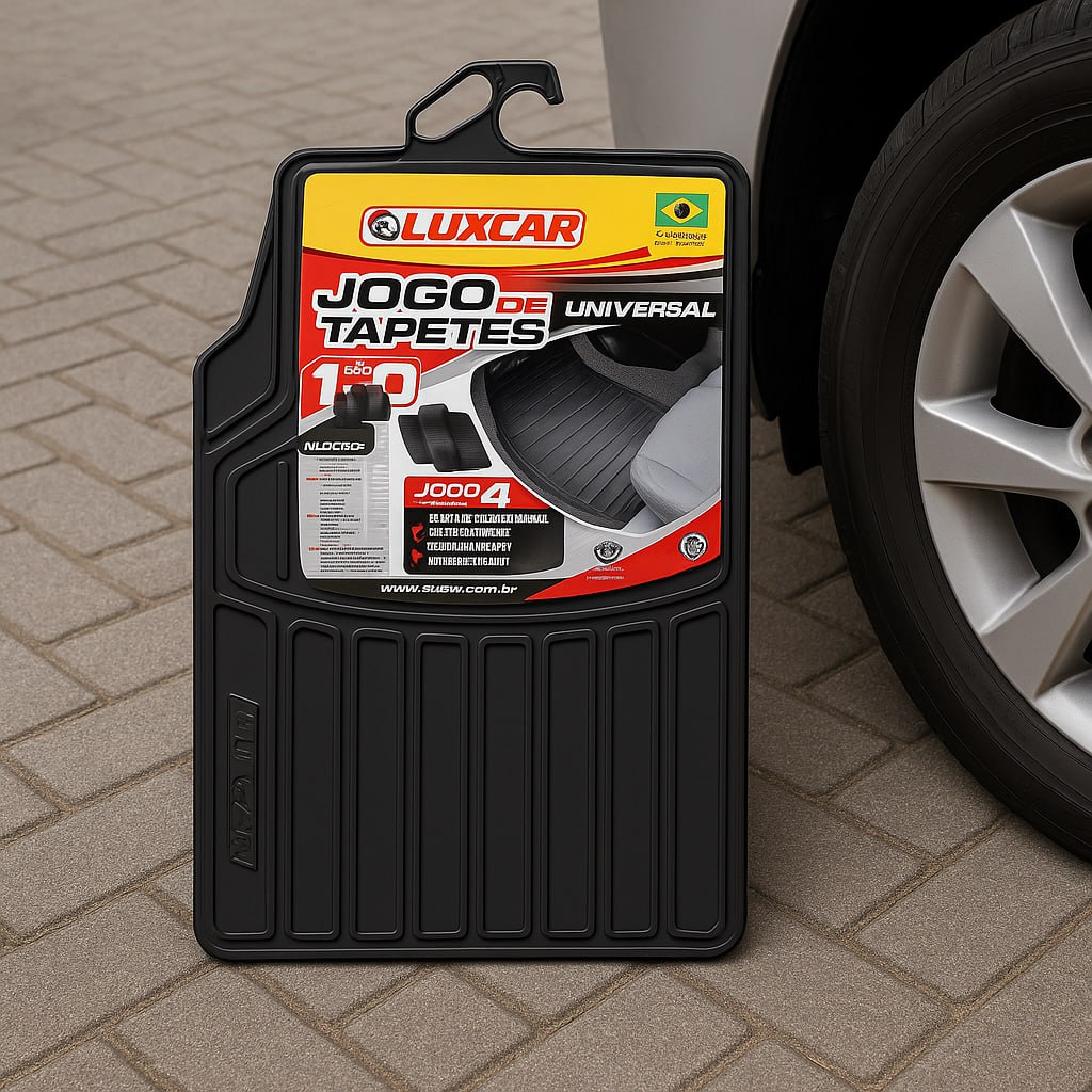 Kit de 4 peças, TAPETE BORRACHA UNIVERSAL SÉRIE 1 Luxcar Universal