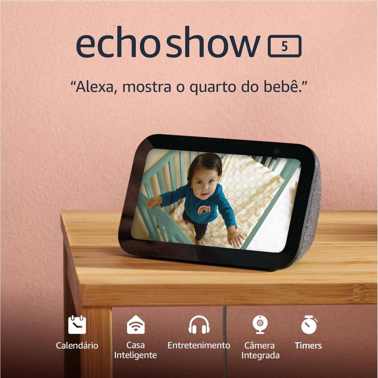 Echo Show 5 (Última geração) | Smart display com Alexa, graves 2x mais potentes e som mais...