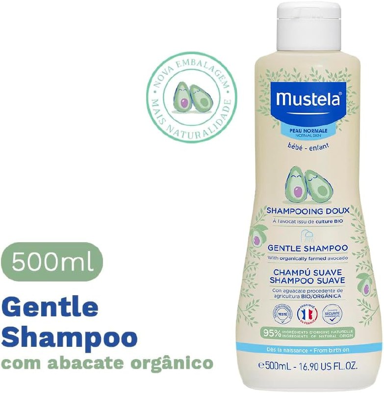 Mustela Shampoo Suave Infantil 500ml - Shampoo para Bebê e Criança - Hipoalergênico - Feit...