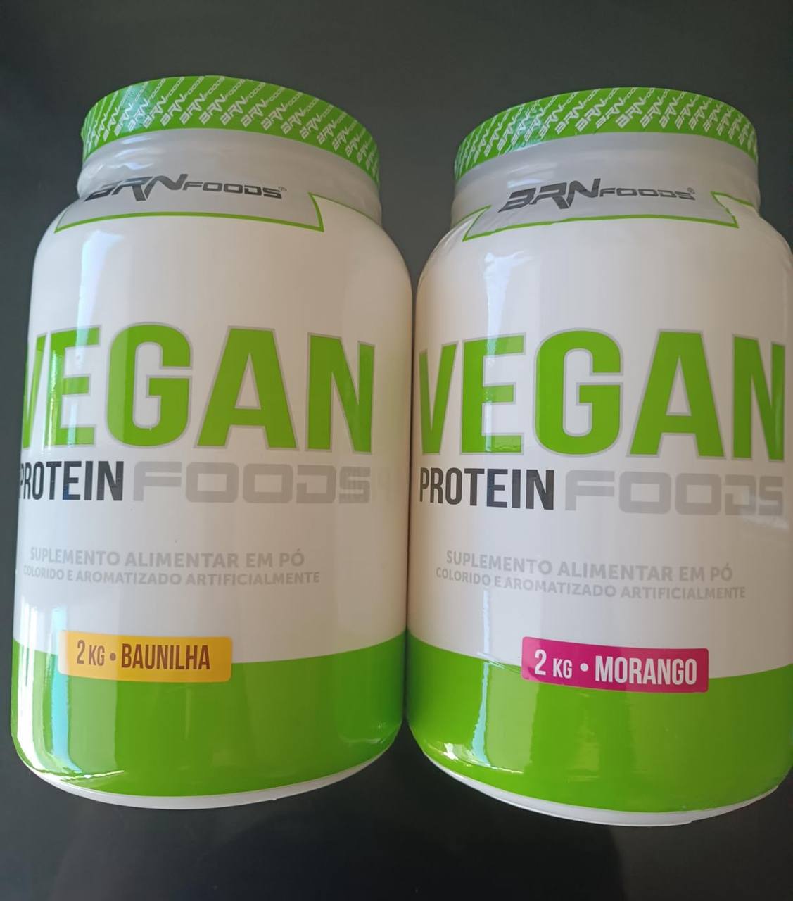 Kit 2x Vegan Protein Baunilha e Morango 2kg - BRN Foods