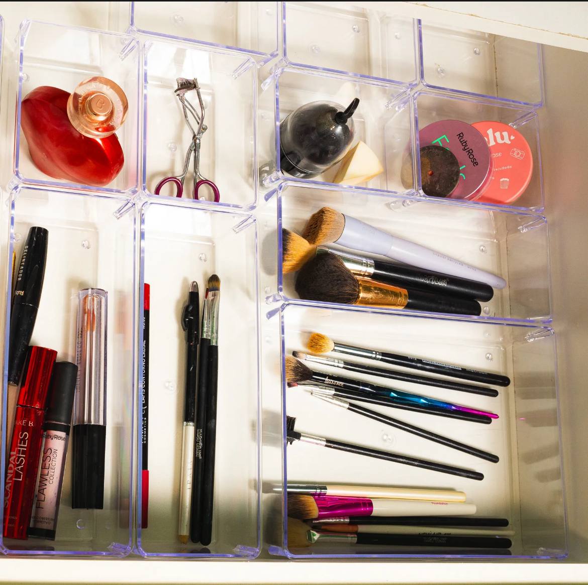 Kit 10 Organizador Modular Gaveta Acrílico Multiuso Cor Transparente
