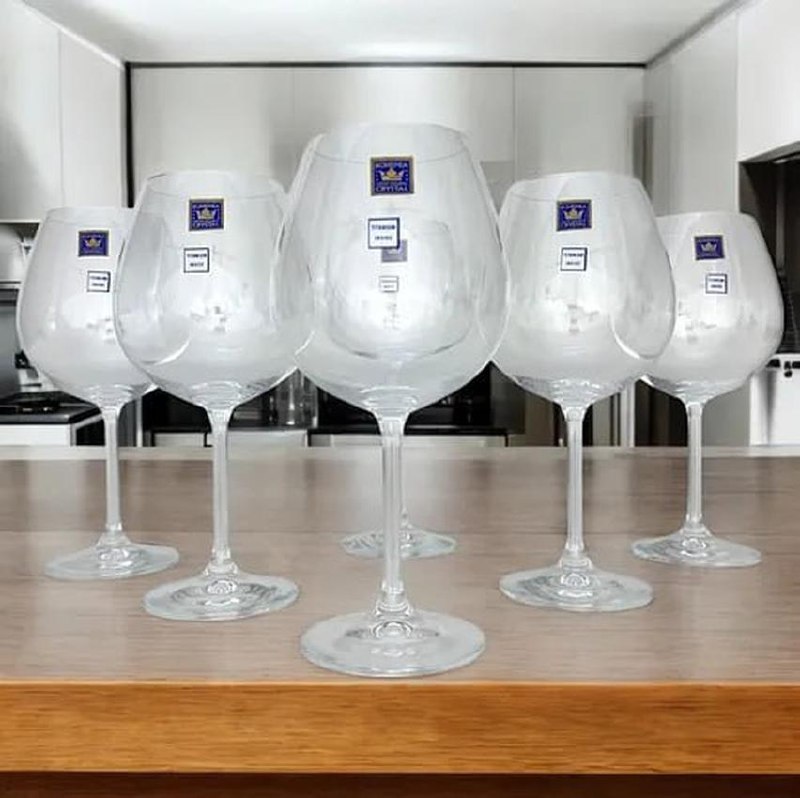 Jogo 06 Unidades De Taças Vinho Tinto 650ml Cristal Bohemia