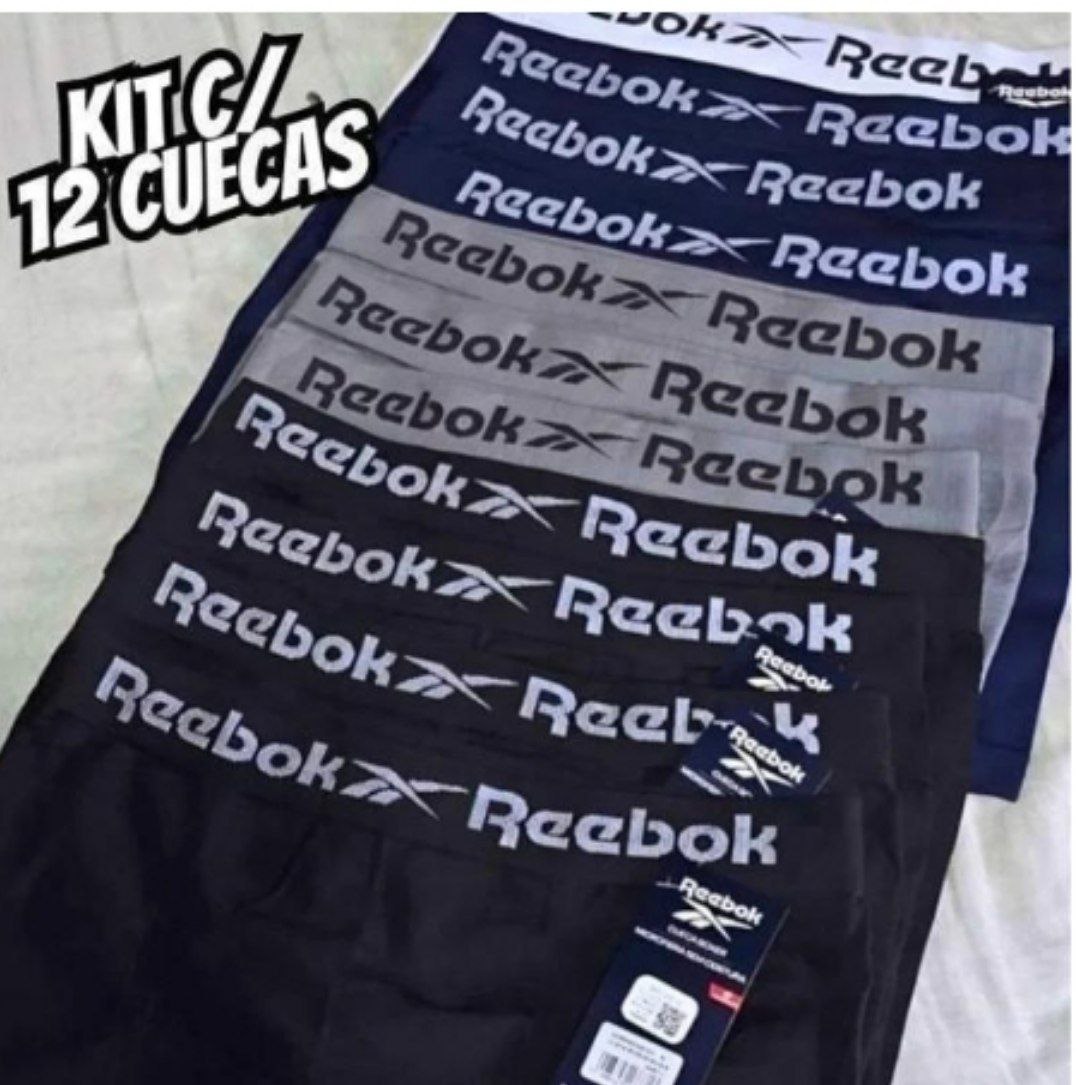 Kit 12 Cuecas Boxer Reebok Original Microfibra Sem Costura