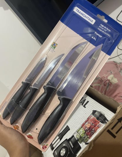 Tramontina JOGO FACAS INOX 4PC PLENUS PRE, Preto